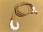 Hawaiian Maori Bone Dragon Fish Hook Necklace