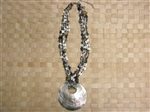 Round Mother Of Pearl & Chips Black Tahitian Shell Necklace