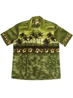 Winnie Fashion Sunset Green Cotton Men's Hawaiian Shirt