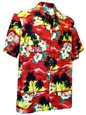 Pacific Legend Sunset Red Cotton Men&#39;s Hawaiian Shirt