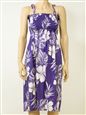 Pacific Legend Hibiscus &amp; Monstera Purple Cotton Hawaiian Tube Midi Dress