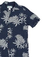 Two Palms Pineapple Map Black Rayon Men's Hawaiian Shirt