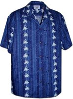 Pacific Legend Palm Tree Navy Cotton Men's Hawaiian Shirt
