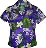 Plumeria & Monstera Purple Ladies Aloha Fitted Shirts