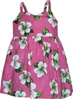 Pacific Legend Hibiscus Pink Cotton Toddlers Hawaiian Bungee Dress