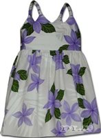 Pacific Legend Plumeria Purple Cotton Toddlers Hawaiian Bungee Dress