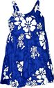 Pacific Legend White Hibiscus Blue Cotton Toddlers Hawaiian Bungee Dress