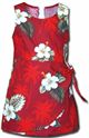 Pacific Legend Hibiscus Monstera Red Cotton Toddler Girls Hawaiian Sarong Dress
