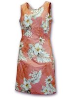 Pacific Legend Hibiscus Peach Cotton Hawaiian Tank Short Dress