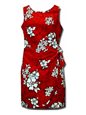 Pacific Legend White Hibiscus Red Cotton Hawaiian Sarong Short Dress