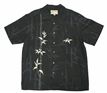 Paradise Found Embroidered Bamboo Black Rayon Men&#39;s Hawaiian Shirt