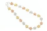 Paradise Collection Sterling Silver Yellow, White, Pink Tri-Color Collection Plumeria Bracelet