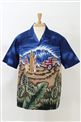 Winnie Fashion Surfing Blue Cotton Men&#39;s Hawaiian Shirt