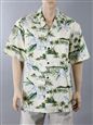 Winnie Fashion Orchid Cream Cotton Men&#39;s Hawaiian Shirt