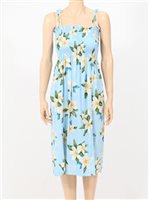 Plumeria/Light Blue Summer Dress