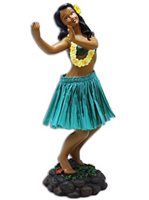 Dancing Pose/Green Skirt Leilani Dashboard Hula Doll