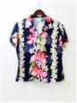 Two Palms Orchid & Plumeria Navy Rayon Women's Hawaiian Shirt