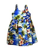 Pacific Legend Diamond Head Blue Cotton Toddlers Hawaiian Bungee Dress