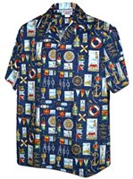 Pacific Legend Ocean Navy Cotton Men's Hawaiian Shirt