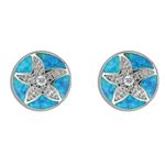 Paradise Collection Sterling Silver Opal Sand Dollar Pierced Earrings