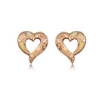 Paradise Collection Sterling Silver with Rose Gold Opal Open Heart Pierced Earrings