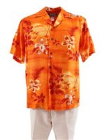 Two Palms Moonlight Scenic Orange Rayon Men's Hawaiian Shirt