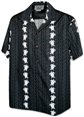 Pacific Legend Honu Panel Black Cotton Men&#39;s Hawaiian Shirt