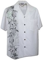 Pacific Legend Ocean Panel  Snow Cotton Men's Hawaiian Shirt