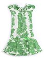 Royal Hawaiian Creations Hibiscus Panel/Green Girl&#39;s Ruffle Neck Long Muu Muu