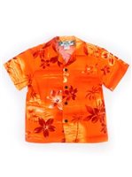Two Palms Moonlight Scenic Orange Rayon Boys Hawaiian Shirt