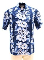 Two Palms Pacific Panel Navy Cotton Men's Hawaiian Shirt