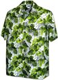 Pacific Legend Monstera &amp; Hibiscus Green Cotton Men&#39;s Hawaiian Shirt