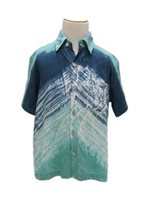 Angels by the Sea Tie dye Teal Boy's Aloha Shirt in Wave