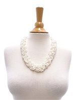 White Flat braided white mongo shell necklace