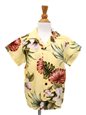 [Exclusive] Royal Hawaiian Creations Hibiscus&amp;Monstera Light Yellow Rayon Boys Hawaiian Shirt