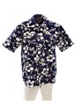 Hilo Hattie Classic Hibiscus Pareo Navy Cotton Men&#39;s Hawaiian Shirt