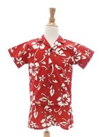 Hilo Hattie Classic Hibiscus Pareo Red Cotton Boy's Hawaiian Cabana Set