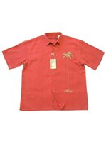Bamboo Cay Single Palm Tomato Modal/Polyester Men's Hawaiian Shirt