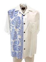 Hilo Hattie Prince Kuhio White & Blue Rayon Men's Hawaiian Shirt