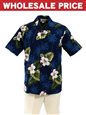 [Wholesale] Pacific Legend Hibiscus Navy Cotton Men&#39;s Hawaiian Shirt