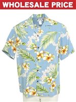 [Wholesale] Two Palms Tuberose Blue Rayon Men's Hawaiian Shirt