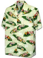 Pacific Legend Sushi Cream Cotton Men's Hawaiian Shirt