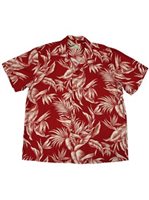 Paradise Found Tropical Paradise Red Rayon Men's Hawaiian Shirt