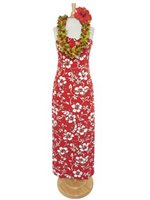Hilo Hattie Classic Hibiscus Pareo Red Cotton Long Adjustable Strap Dress