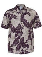 Two Palms Lanai Plum Cotton Men's Hawaiian Shirt