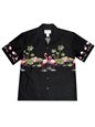 Ky&#39;s Flamingo Border Design Black Cotton Men&#39;s Hawaiian Shirt