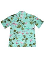 Ky's Flamingo Fever Green Cotton Men's Hawaiian Shirt