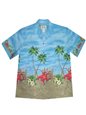 Ky&#39;s Classic Hawaii Blue Cotton Men&#39;s Hawaiian Shirt