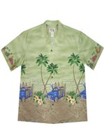 Ky's Classic Hawaii Green Cotton Men's Hawaiian Shirt