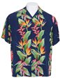 Hilo Hattie Bird of Paradise Panel Royal Rayon Men&#39;s Hawaiian Shirt